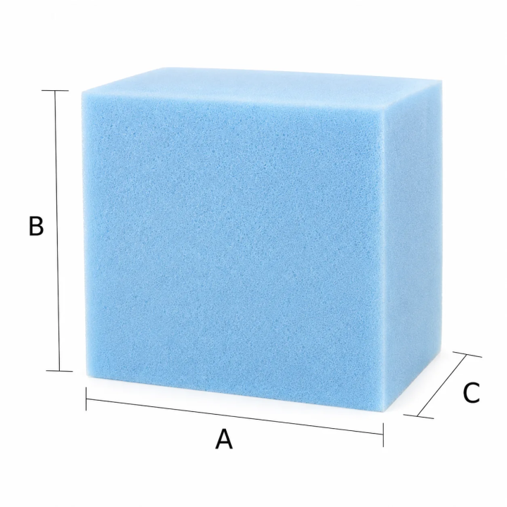 Pieza recta de goma espuma de forma cuadrada o rectangular